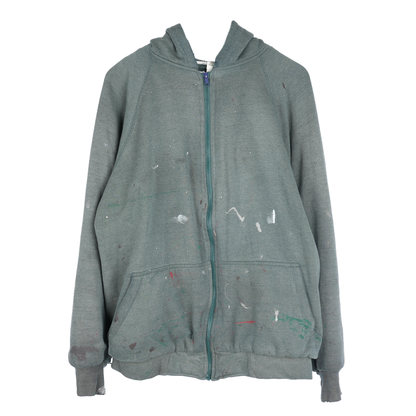 SMOKED SAGE GREEN VINTAGE THERMAL ZIP HOODIE
