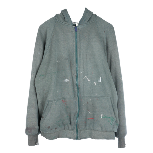 SMOKED SAGE GREEN VINTAGE THERMAL ZIP HOODIE