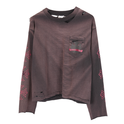 CHROME HEARTS VINTAGE THRASHED RED CROSS LONG SLEEVE