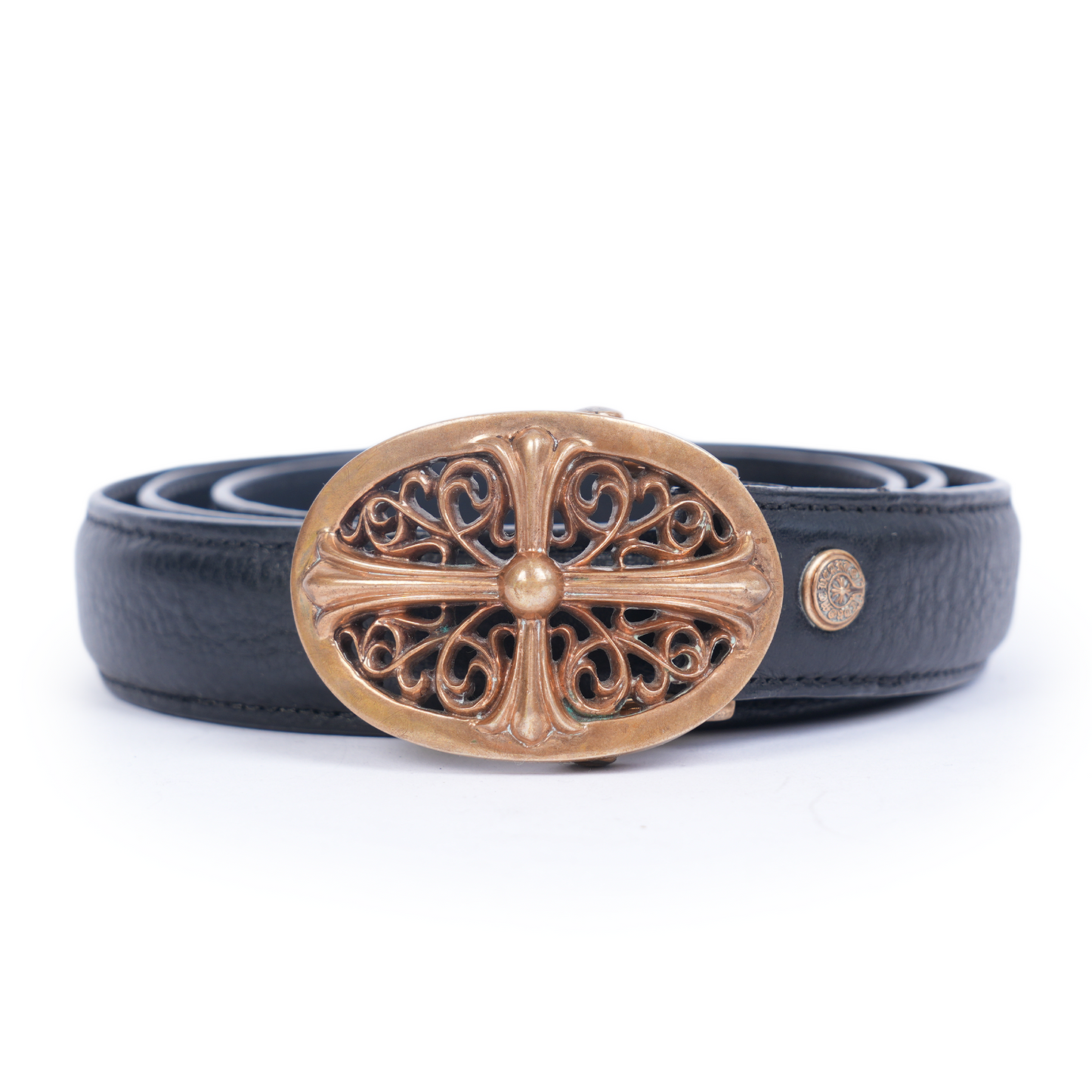 CHROME HEARTS BRONZE 1 INCH OVAL WITH 1 INCH BLACK STRAP
