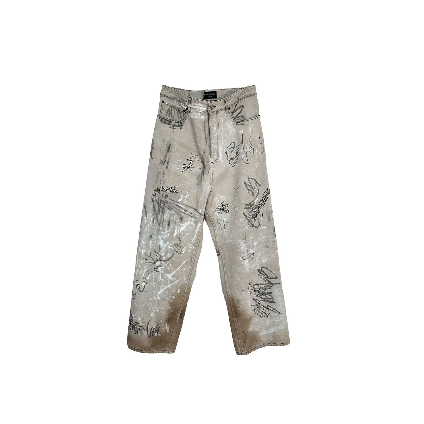 BALENCIAGA MUDSHOW SS23 GRAFITTI SKATER DENIM WHITE