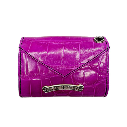 CHROME HEARTS EXOTIC PINK CROCODILE LEATHER WALLET SNAP