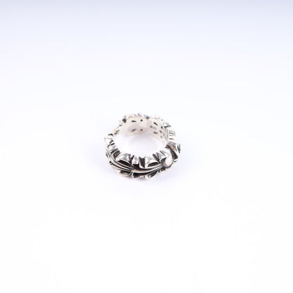 DOUBLE FLORAL CROSS HEART RING