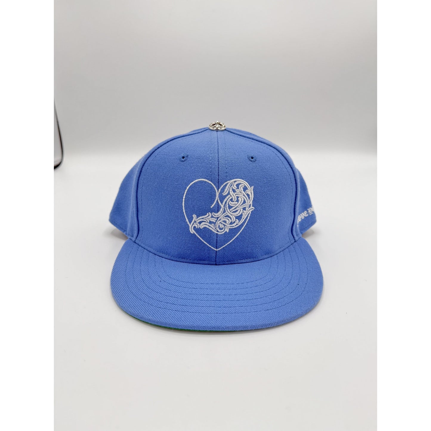 CH CHROME 7 3/8 HEARTS BLUE HEART HAT LOVE YOU FITTED