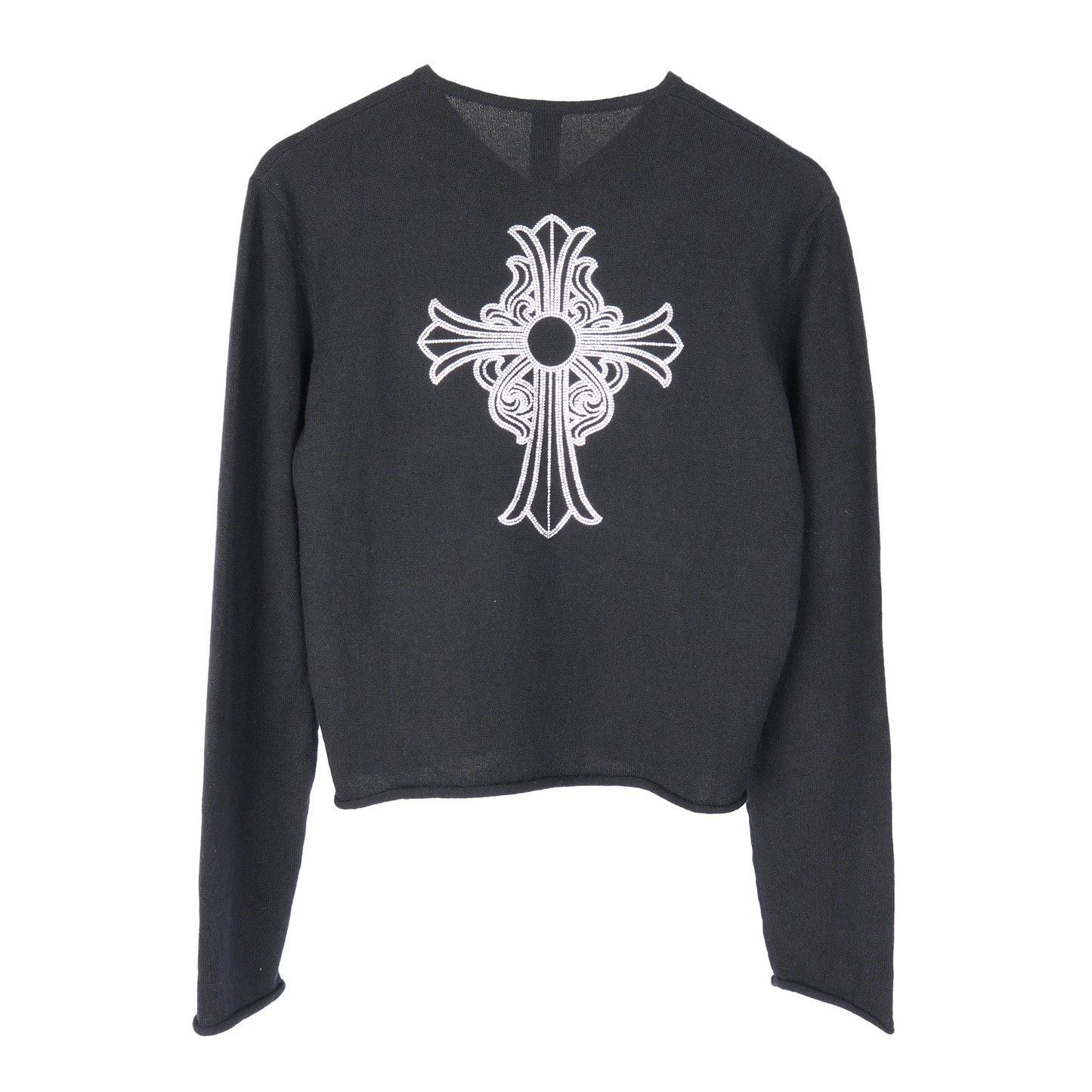 Chome Hearts Womens Rhinestone Cross Cashmere V-Neck Sweater