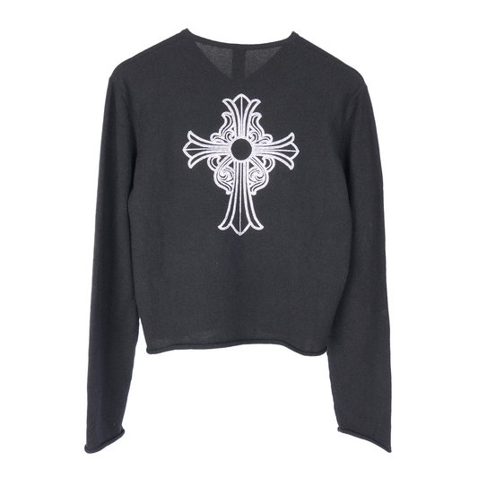 WOMEN CRYSTALIZED "CH" V NECK CASHEMRE SWEATER