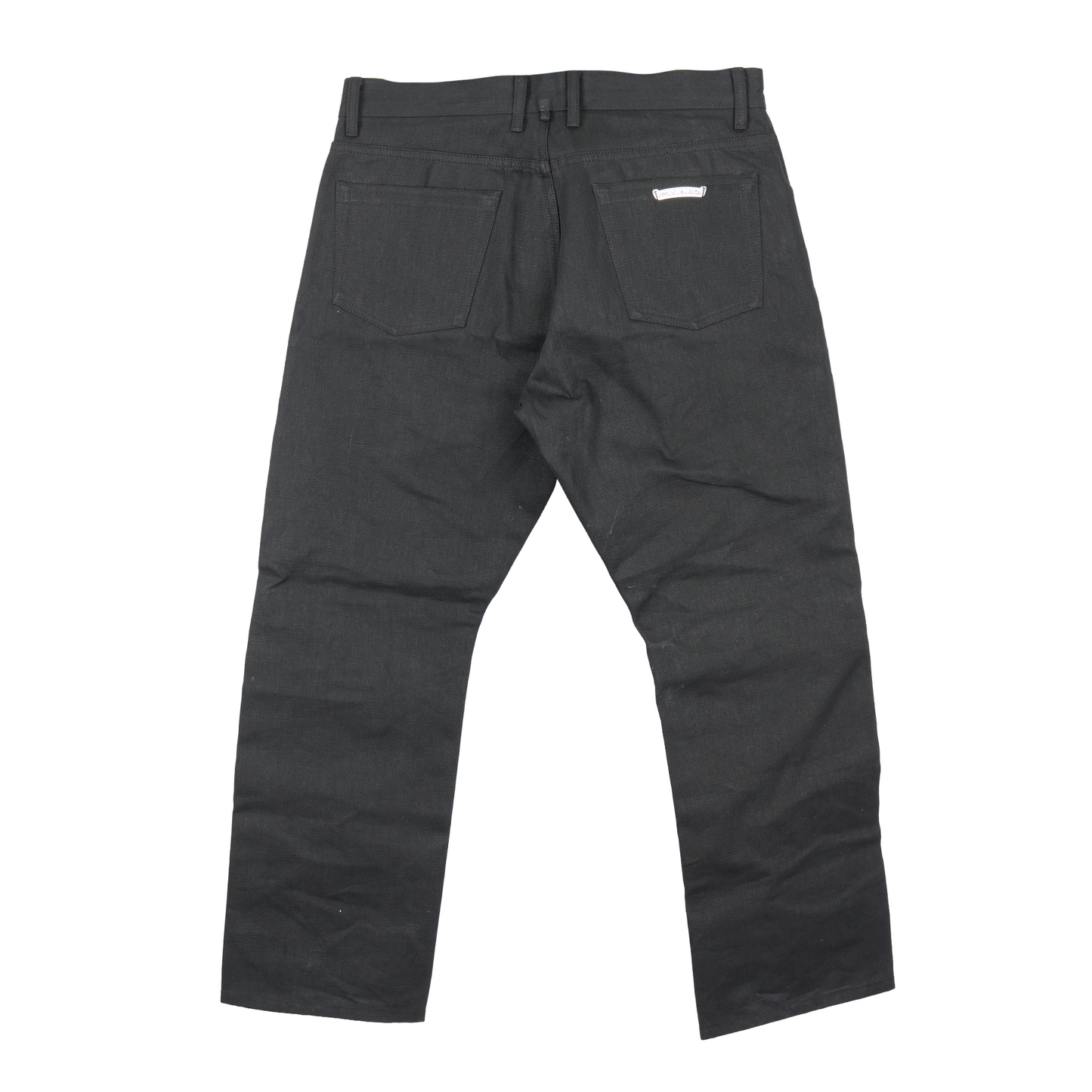 CHROME HEARTS FLEUR KNEE BLACK DENIM SZ 36