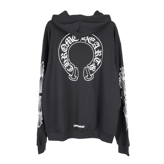 CHROME HEARTS BLACK HORSESHOE FLORAL PULLOVER HOODIE