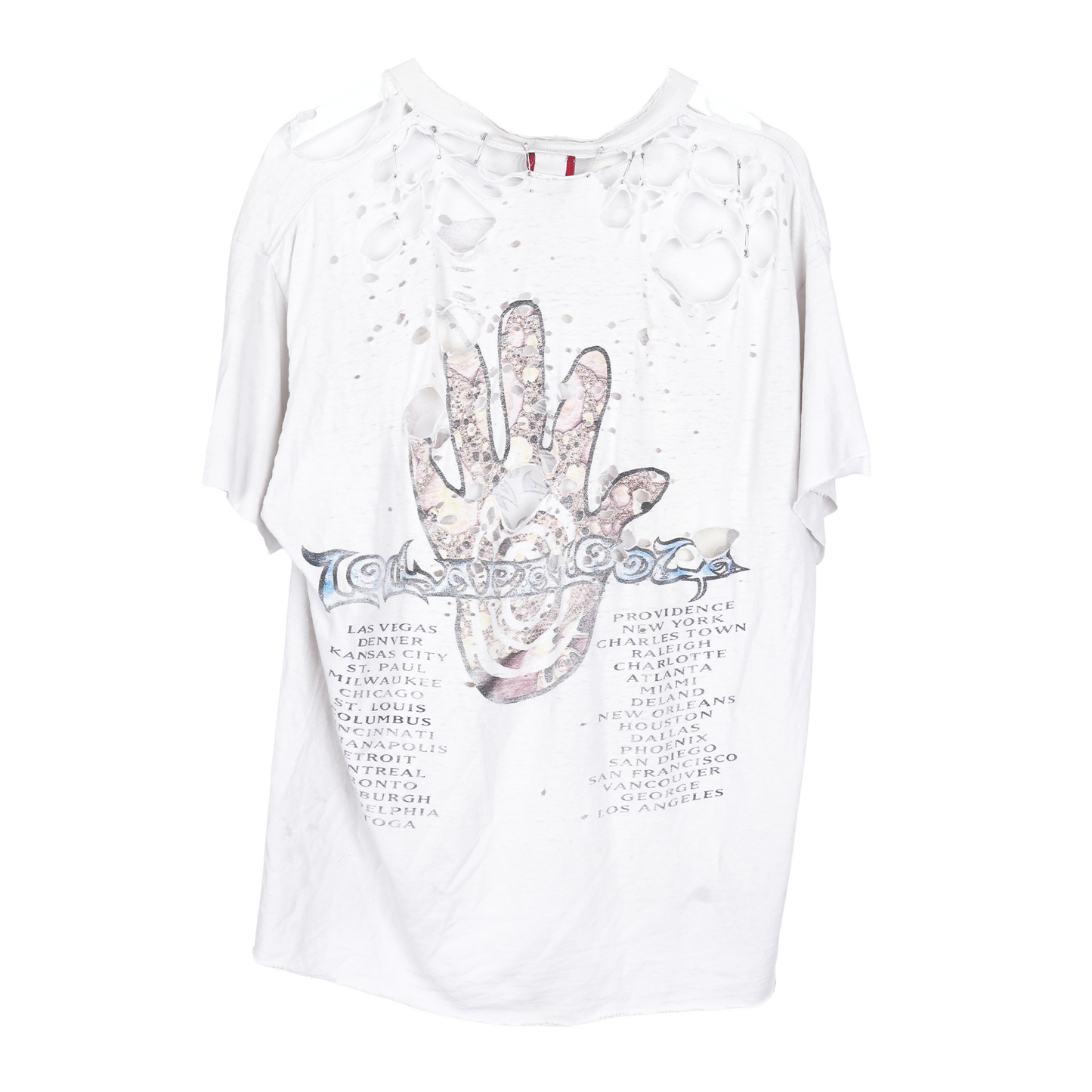 THRASHED LOLLAPALOOZA '94 WHITE T-SHIRT
