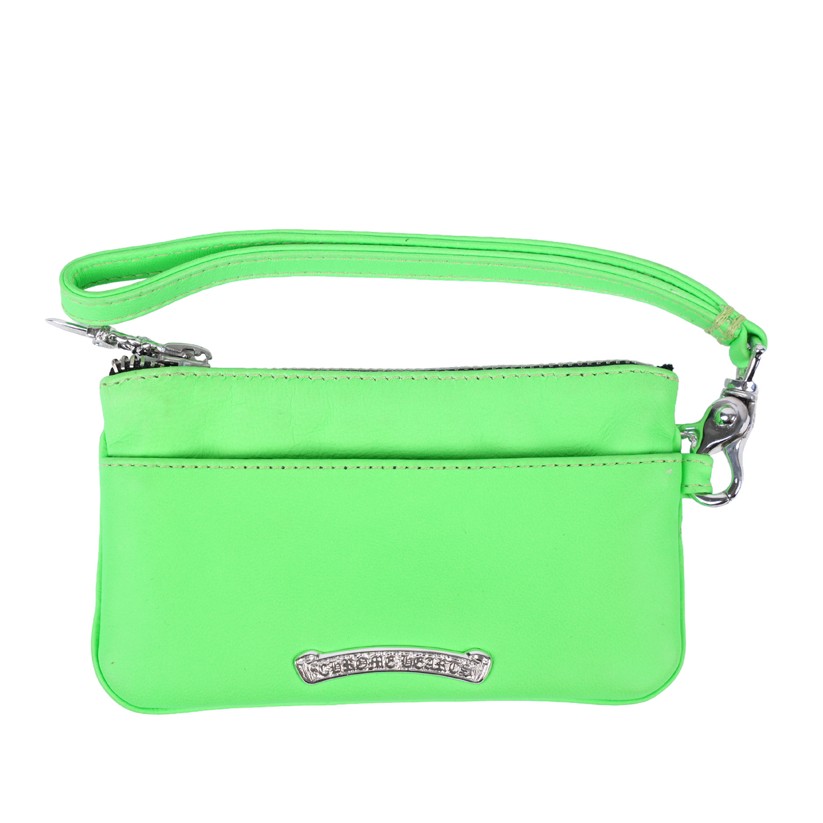 CHROME HEARTS NEON GREEN CROSS PATCH COIN PURSE