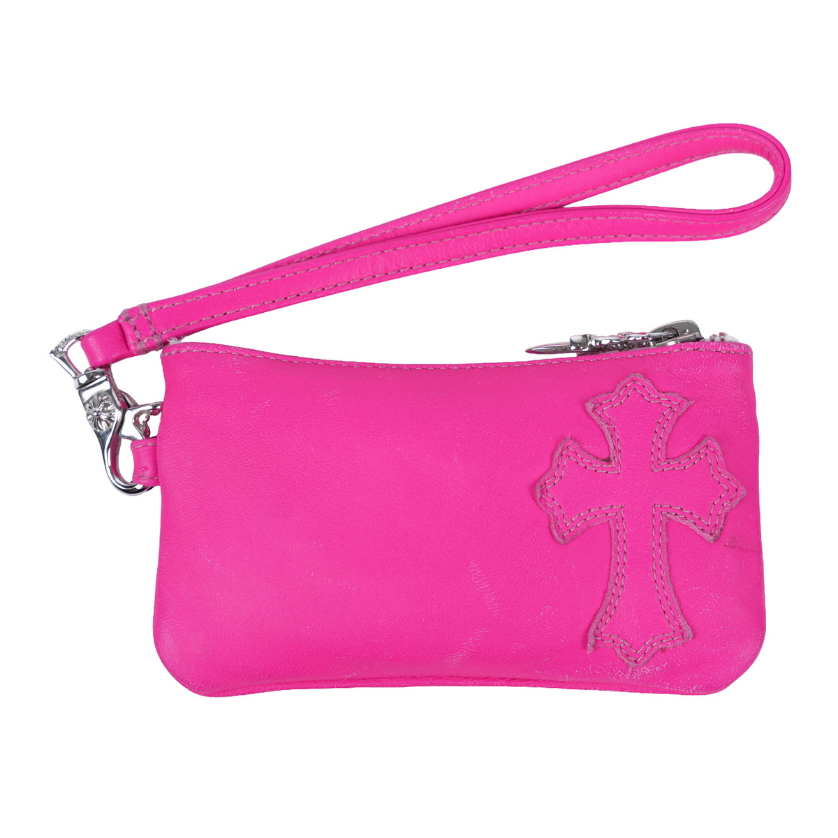CHROME HEARTS NEON PINK CROSS PATCH COIN PURSE