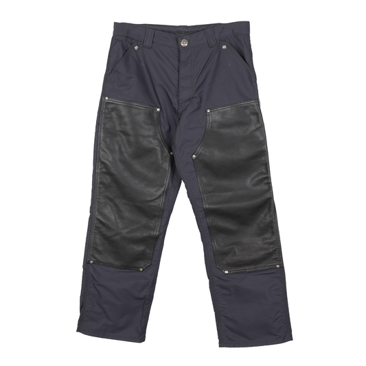 CHROME HEARTS BLACK NYLON LEATHER CARPENTER PANTS