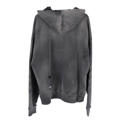 ALEXANDER DIGENOVA BLACK LOGO DISTRESSED PULLOVER HOODIE