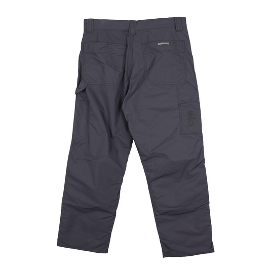 CHROME HEARTS BLACK NYLON LEATHER CARPENTER PANTS