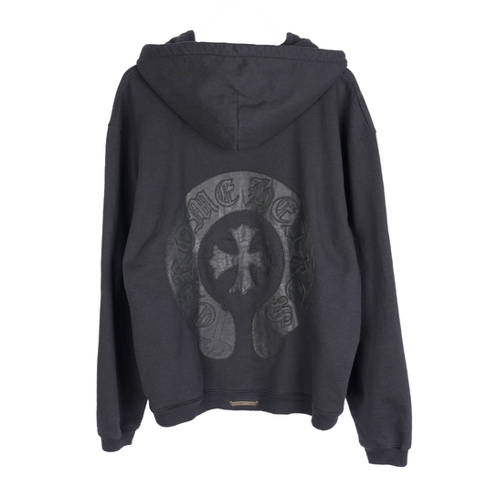 CHROME HEARTS Leather Horse Shoe Patch Zip Up Hoodie