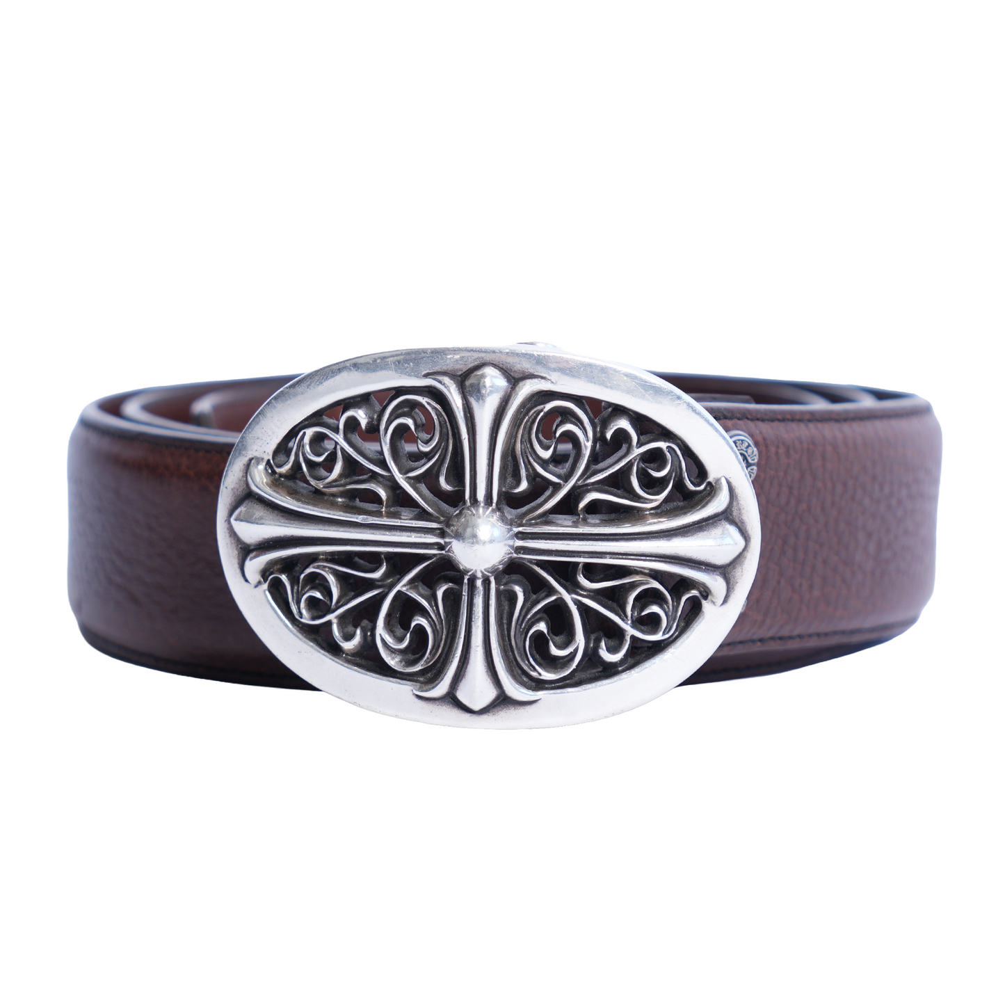 CHROME HEARTS OVAL BUCKLE WITH BROWN STRAP
