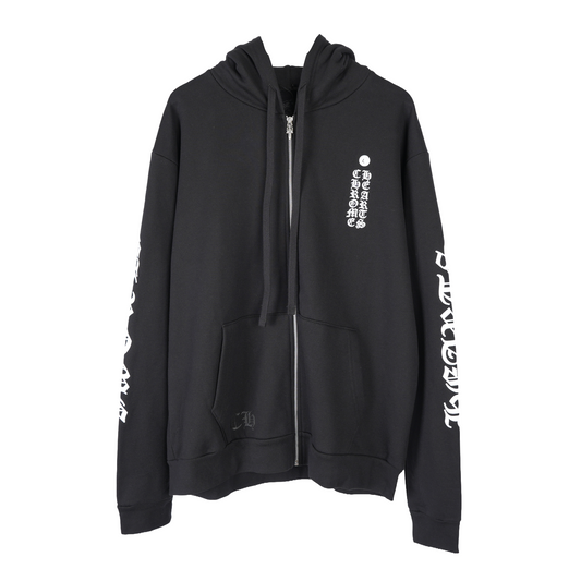 CHROME HEARTS SCROLL LOGO DAGGER ZIP UP HOODIE