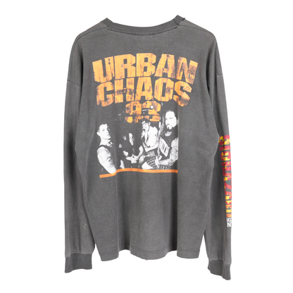 VINTAGE FADED BIOHAZARD URBAN CHAOS '93 LONG SLEEVE TEE