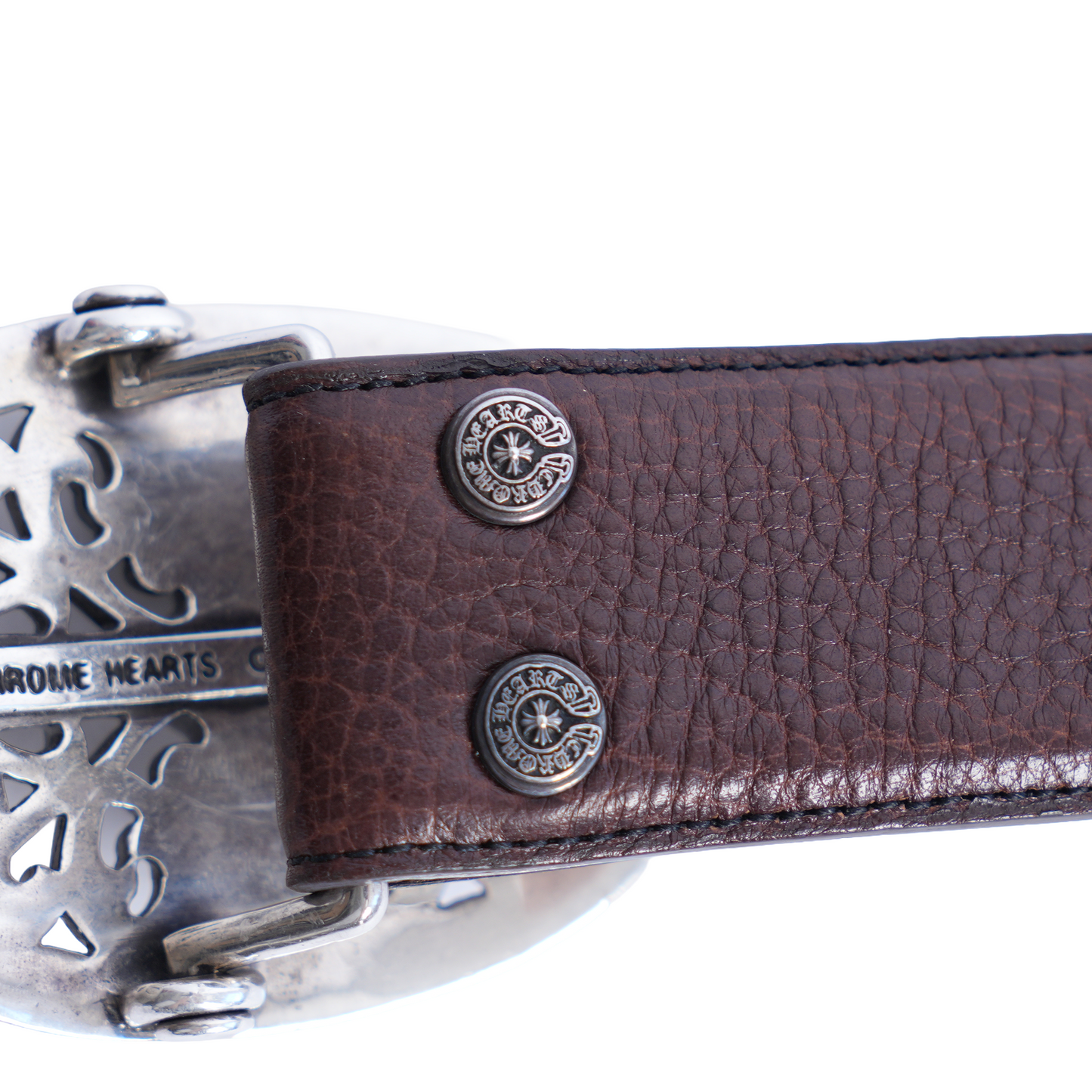 CHROME HEARTS OVAL BUCKLE WITH BROWN STRAP