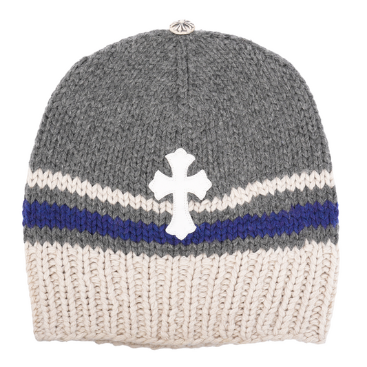 CHROME HEARTS WHITE PATCH STRIPED CASHMERE BEANIE