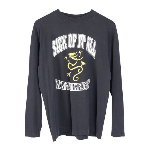 VINTAGE SICK OF IT ALL NEW YORK HARDCORE LONG SLEEVE TEE YELLOW