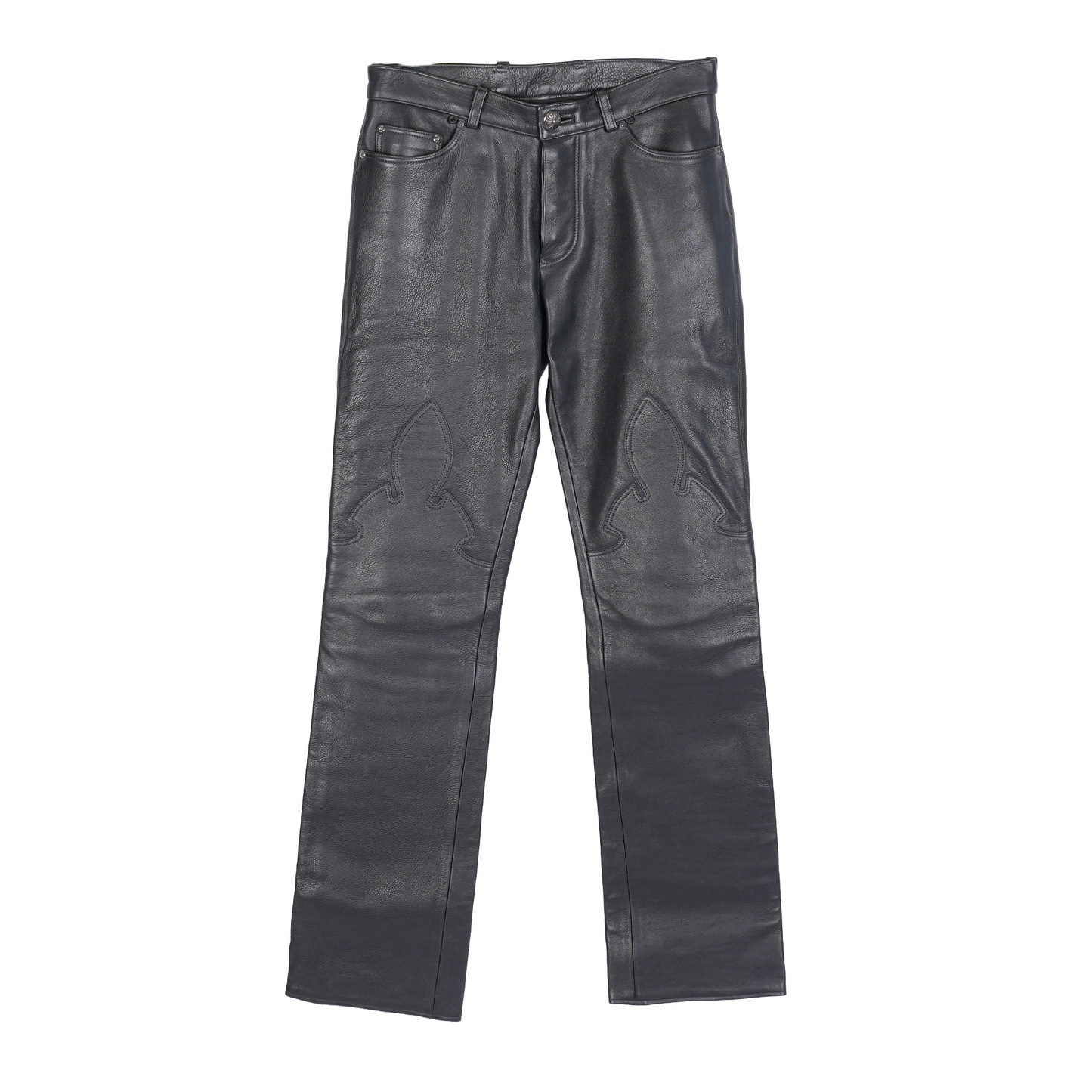 CHROME HEARTS FLEUR DE LIS LEATHER PANTS
