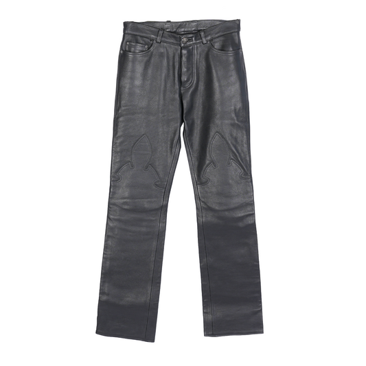 CHROME HEARTS FLEUR DE LIS LEATHER PANTS