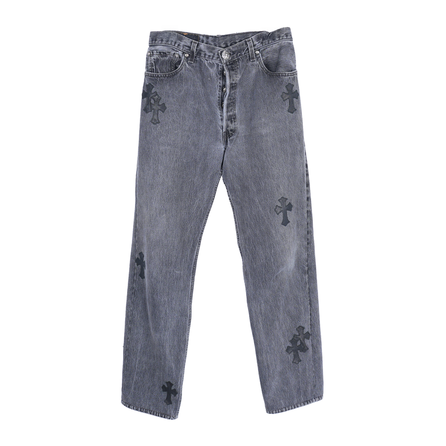 CHROME HEARTS BLACK LEVI CROSS PATCH JEANS