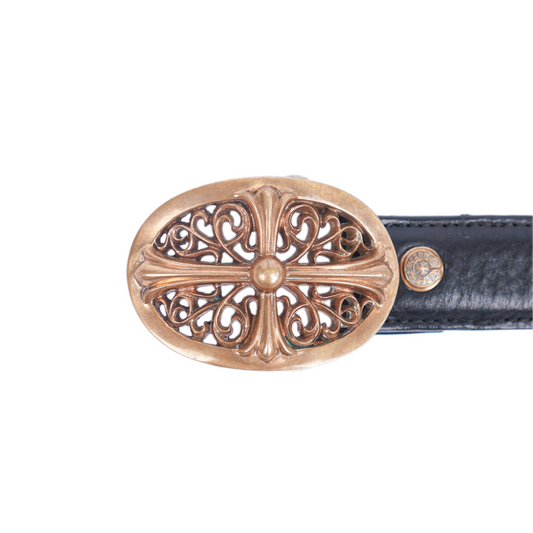CHROME HEARTS BRONZE 1 INCH OVAL WITH 1 INCH BLACK STRAP