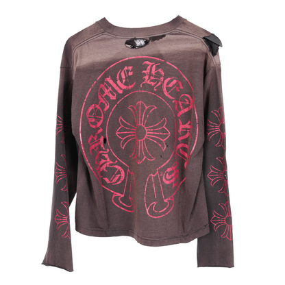 CHROME HEARTS VINTAGE THRASHED RED CROSS LONG SLEEVE
