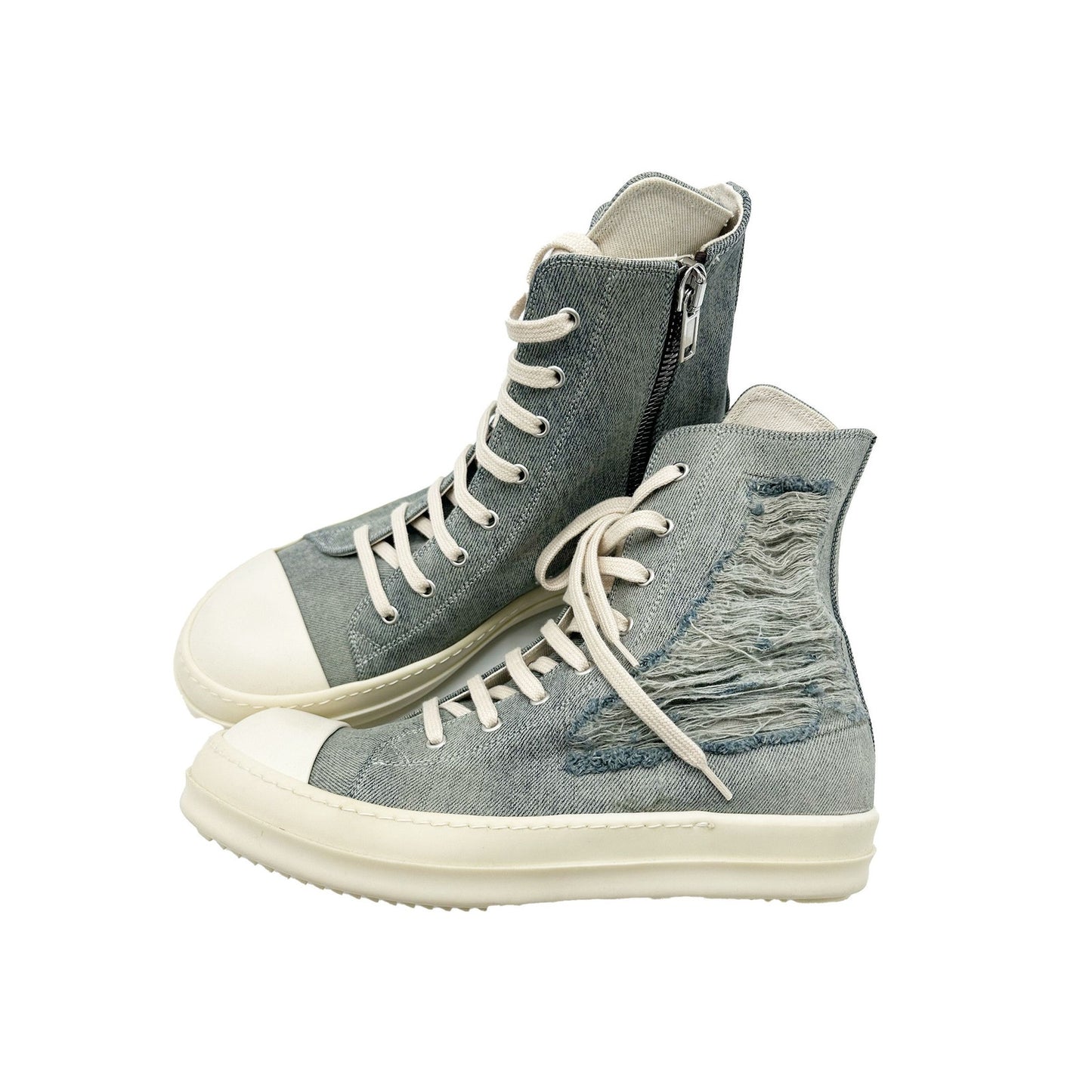 RICK OWENS DISTRESSED BLUE DENIM RAMONE DRKSHDW