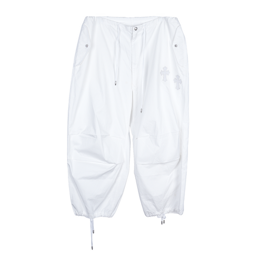 CHROME HEARTS WHITE LUCKY PATCH PARACHUTE PANTS