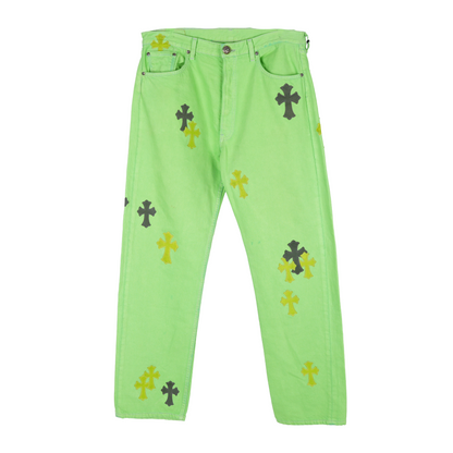 CHROME HEARTS SEX RECORDS GREEN PATCH DENIM