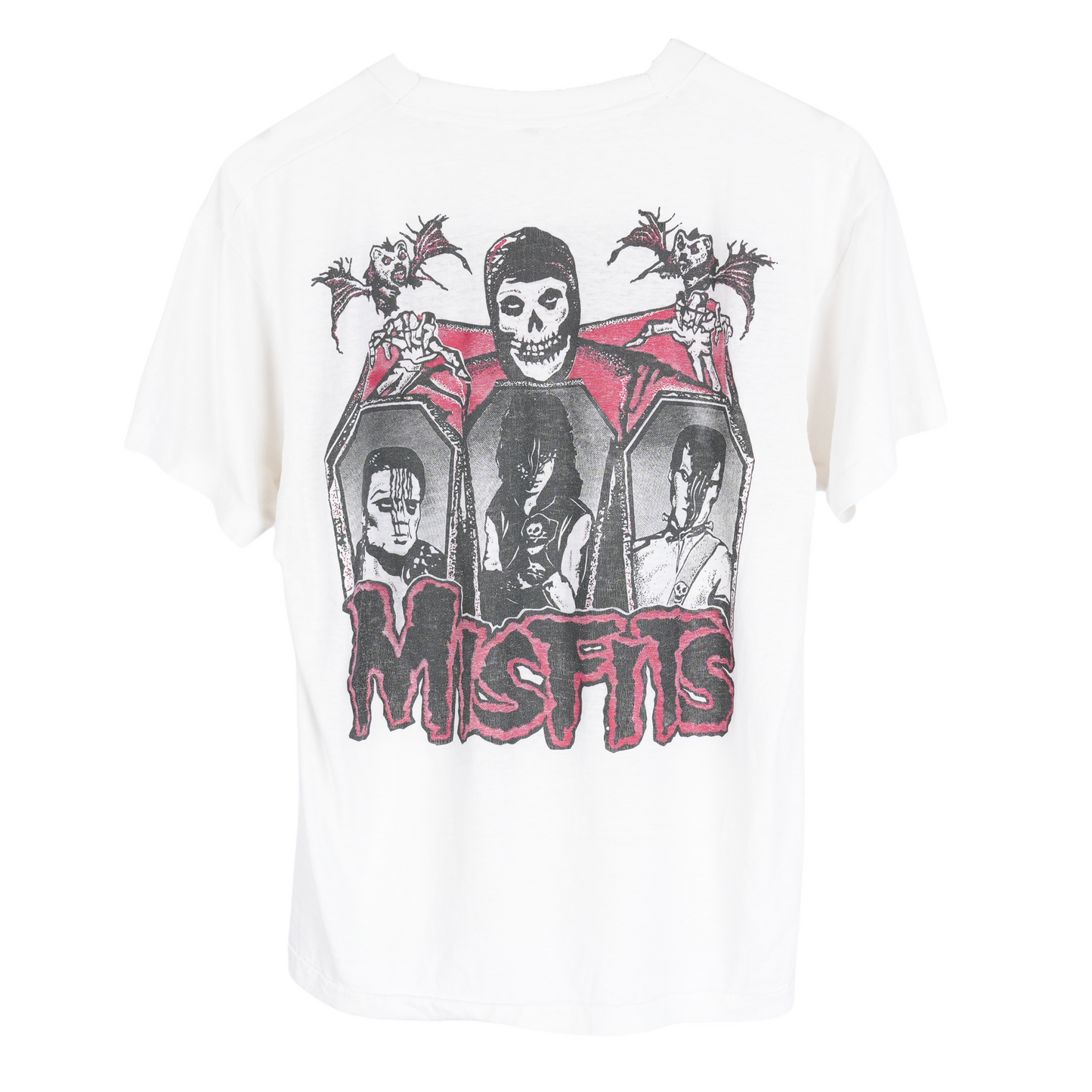 VINTAGE THRASHED WHITE MISFITS SKULL TEE