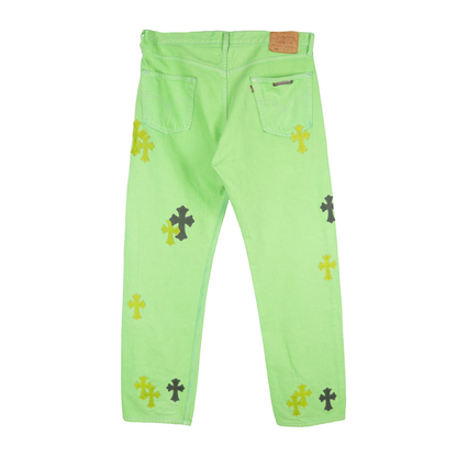 CHROME HEARTS SEX RECORDS GREEN PATCH DENIM