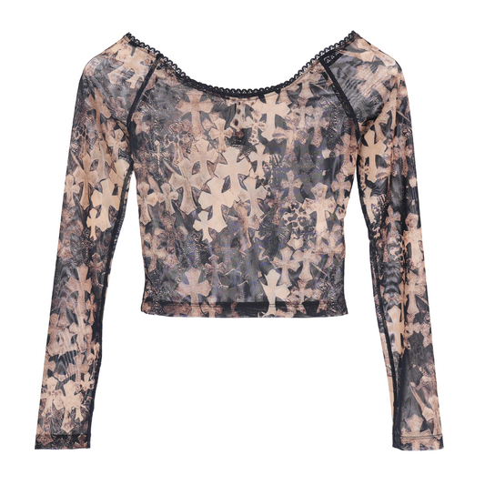 CHROME HEARTS ALLOVER FLOODED CROSS PRINT TOP