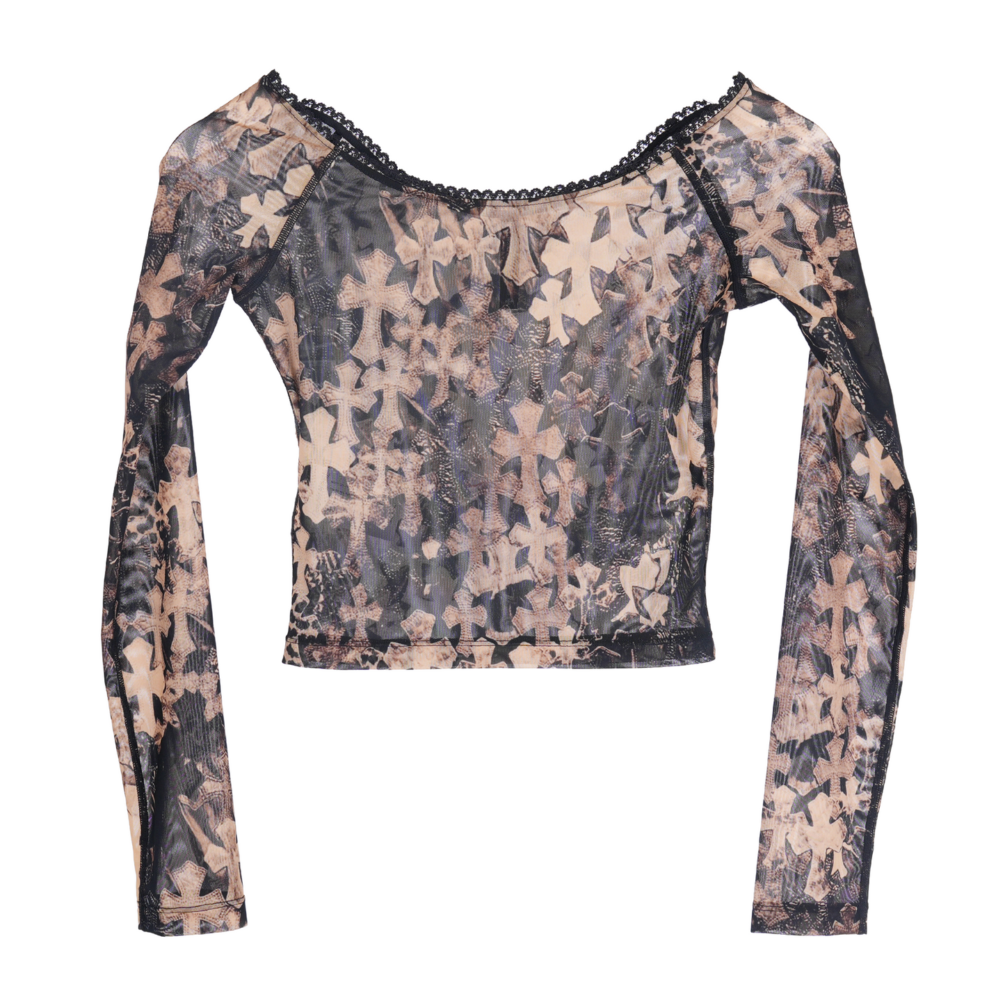 CHROME HEARTS ALLOVER FLOODED CROSS PRINT TOP