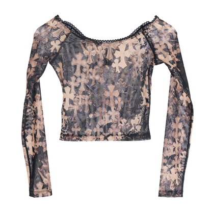 CHROME HEARTS ALLOVER FLOODED CROSS PRINT TOP