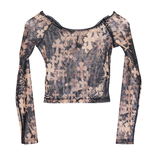 CHROME HEARTS ALLOVER FLOODED CROSS PRINT TOP