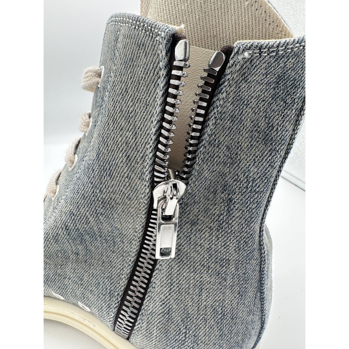 RICK OWENS DISTRESSED BLUE DENIM RAMONE DRKSHDW