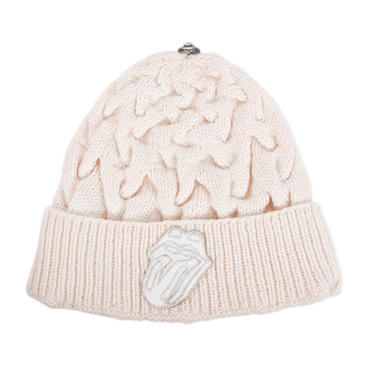 CHROME HEARTS WHITE ROLLING STONES PATCH BEANIE