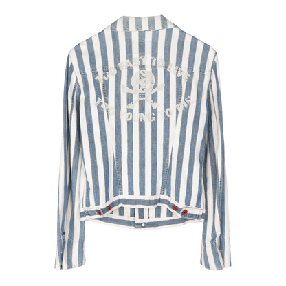 VIVIENNE WESTWOOD BLUE STRIPED SKULL PRINTED DENIM JACKET