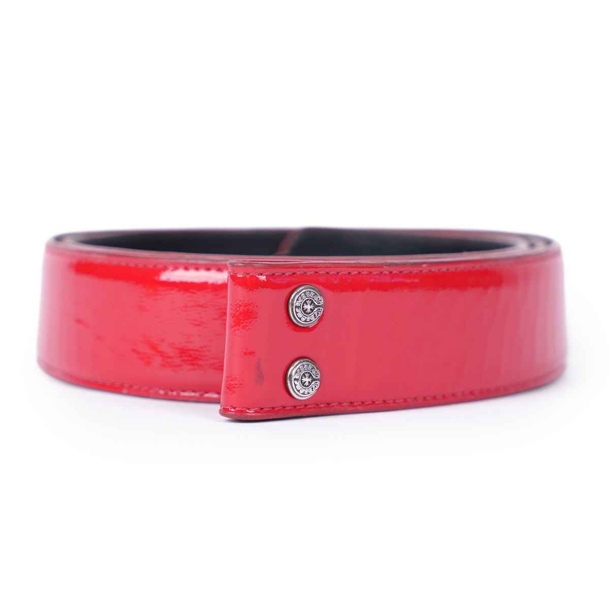 CHROME HEARTS RED PATENT LEATHER BELT STRAP