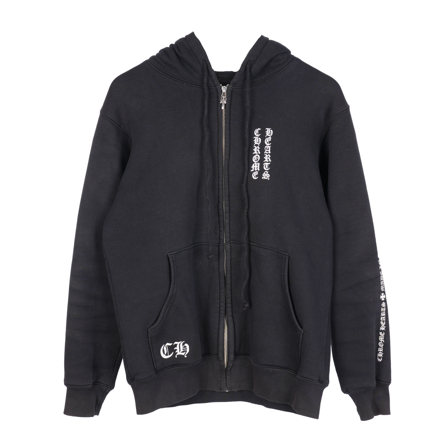 CHROME HEARTS VINTAGE SCRIPT FLORAL CROSS ZIP UP HOODIE