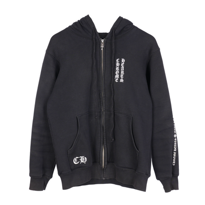 CHROME HEARTS VINTAGE SCRIPT FLORAL CROSS ZIP UP HOODIE