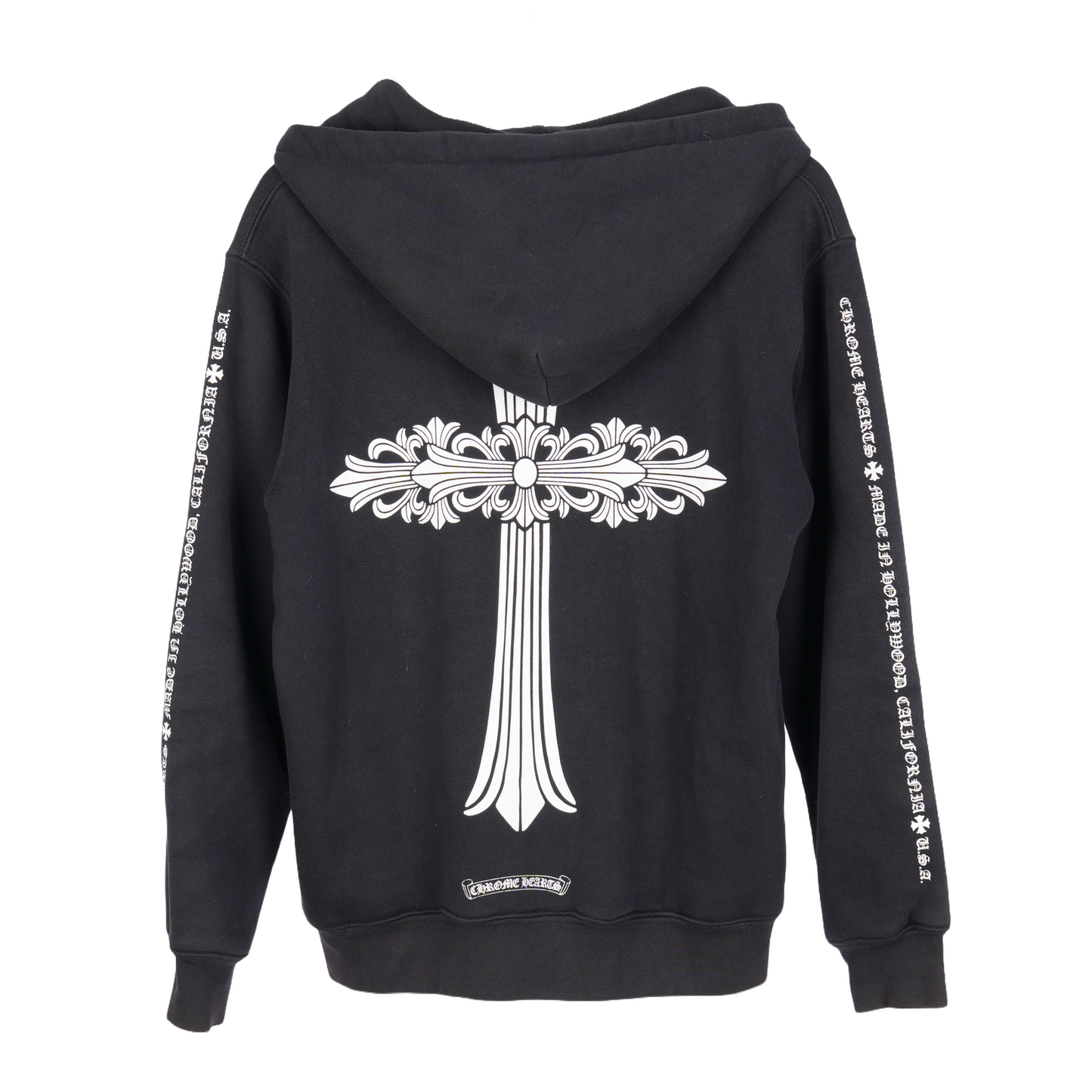 CHROME HEARTS VINTAGE SCRIPT FLORAL CROSS ZIP UP HOODIE