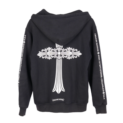 CHROME HEARTS VINTAGE SCRIPT FLORAL CROSS ZIP UP HOODIE