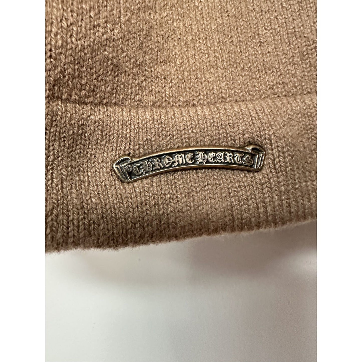 CHROME HEARTS TRIPLE SUEDE CROSS BROWN CASHMERE SWEATER