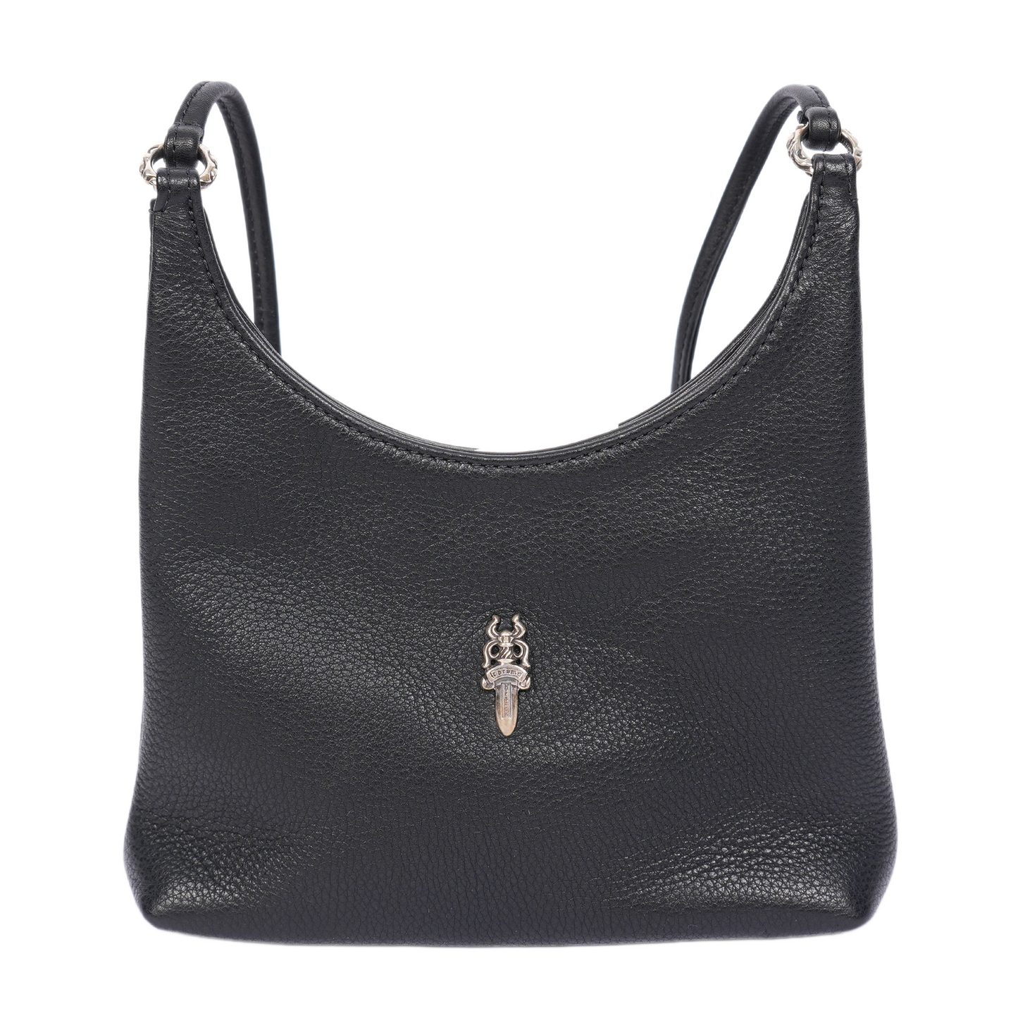 CHROME HEARTS BLACK LEATHER VIV DAGGER SHOULDER BAG