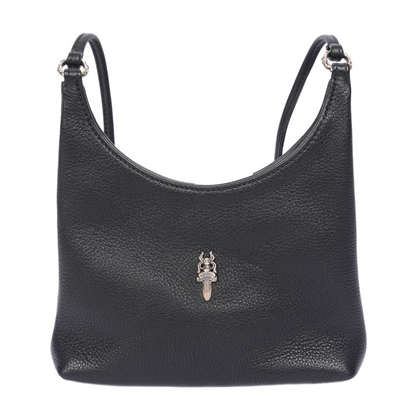 CHROME HEARTS BLACK LEATHER VIV DAGGER SHOULDER BAG